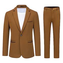 Allthemen Anzug Herren 2 Teilig Slim Fit Herrenanzug EIN Knopf Business Hochzeitanzug für Männer Kaffee L von Allthemen