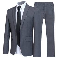 Allthemen Anzug Herren Anzüge Slim 2 Teilig für Business Herrenanzug Sakko Hose Grau XS von Allthemen