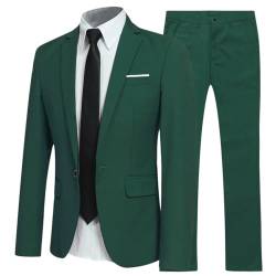 Allthemen Anzug Herren Anzüge Slim Fit 2 Teilig Business Herrenanzug Sakko Hose Dunkelgrün XXL von Allthemen