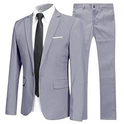 Allthemen Anzug Herren Anzüge Slim Fit 2 Teilig Business Herrenanzug Sakko Hose Hellgrau XXL von Allthemen