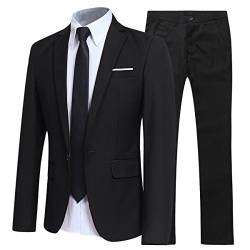 Allthemen Anzug Herren Anzüge Slim Fit 2 Teilig Business Herrenanzug Sakko Hose Schwarz M von Allthemen