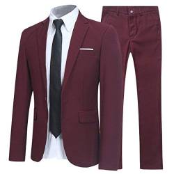 Allthemen Anzug Herren Anzüge Slim Fit 2 Teilig für Business Herrenanzug Sakko Hose Weinrot XL von Allthemen