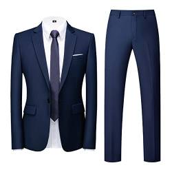 Allthemen Anzug Herren Anzug 2 Teilig Slim Fit Einreihig EIN Knopf Smoking Hochzeit Anzüge Sakko Hose Blau1 3XL von Allthemen