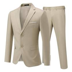 Allthemen Anzug Herren Anzug 2 Teilig Slim Fit Herrenanzug Hochzeit Anzüge Herren Modern Sakko für Business Beige XL von Allthemen