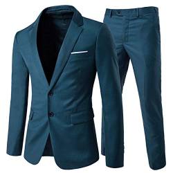 Allthemen Anzug Herren Anzug 2 Teilig Slim Fit Herrenanzug Hochzeit Anzüge Herren Modern Sakko für Business Blau(2 Knöpfe) XS von Allthemen