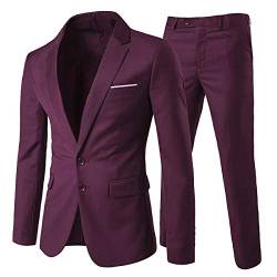 Allthemen Anzug Herren Anzug 2 Teilig Slim Fit Herrenanzug Hochzeit Anzüge Herren Modern Sakko für Business Rot(2 Knöpfe) S von Allthemen