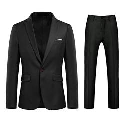 Allthemen Anzug Herren Anzug 2 Teilig Slim Fit Herrenanzug Hochzeit Anzüge Herren Modern Sakko für Business Schwarz 3XL von Allthemen