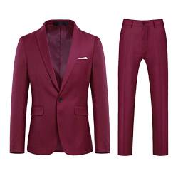 Allthemen Anzug Herren Anzug 2 Teilig Slim Fit Herrenanzug Hochzeit Anzüge Herren Modern Sakko für Business Weinrot L von Allthemen