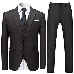 Allthemen Anzug Herren Anzug 3 Teilig Slim Fit Herrenanzug Hochzeit Anzüge Herren Modern Sakko für Business Grau XL von Allthemen