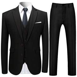 Allthemen Anzug Herren Anzug 3 Teilig Slim Fit Herrenanzug Hochzeit Anzüge Herren Modern Sakko für Business Schwarz XS von Allthemen