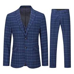 Allthemen Anzug Herren Anzug Gestreift 3 Teilig Slim Fit Anzüge Herrenanzüge für Business Hochzeit #6248 Blau XL von Allthemen