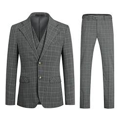 Allthemen Anzug Herren Anzug Gestreift 3 Teilig Slim Fit Anzüge Herrenanzüge für Business Hochzeit #630 Grau L von Allthemen