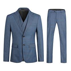 Allthemen Anzug Herren Anzug Gestreift 3 Teilig Slim Fit Anzüge Herrenanzüge für Business Hochzeit #631 Blau L von Allthemen