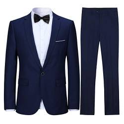 Allthemen Anzug Herren Anzug Slim Fit Herrenanzug Anzüge Anzug Hochzeit Business Dunkelblau L von Allthemen