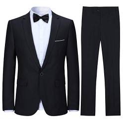 Allthemen Anzug Herren Anzug Slim Fit Herrenanzug Anzüge Anzug Hochzeit Business Schwarz 3XL von Allthemen