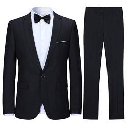 Allthemen Anzug Herren Anzug Slim Fit Herrenanzug Anzüge Anzug Hochzeit Business Schwarz XL von Allthemen
