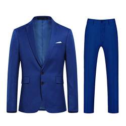 Allthemen Anzug Herren Anzug Slim Fit Herrenanzug Anzüge Herren Modern Sakko für Business Hochzeit Blau 1 L von Allthemen