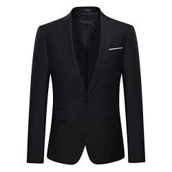 Allthemen Anzugjacke Herren Slim Fit Sakko EIN Knopf Blazer für Business Hochzeit Schwarz XS von Allthemen