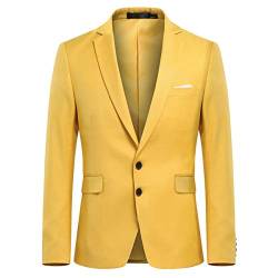 Allthemen Anzugjacke Herren Slim Fit Sakko Modern Blazer für Business Hochzeit Freizeit Gelb 3XL von Allthemen