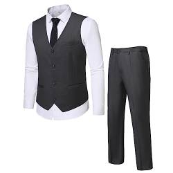 Allthemen Herren Anzugweste und Hose Set Anzug 2 Teilig Hochzeit Herrenanzug Business Grau L von Allthemen