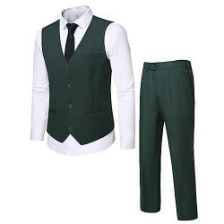 Allthemen Herren Anzugweste und Hose Set Anzug 2 Teilig Hochzeit Herrenanzug Business Grün XL von Allthemen