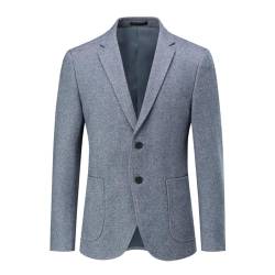 Allthemen Herren Blazer Sportlich Regular Fit Sakko 2 Knöpfe Freizeit Anzugjacke Streifen Anzug Lässig Blau XXL von Allthemen