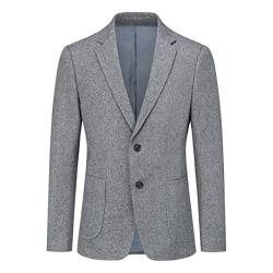 Allthemen Herren Blazer Sportlich Regular Fit Sakko 2 Knöpfe Freizeit Anzugjacke Streifen Anzug Lässig Grau S von Allthemen