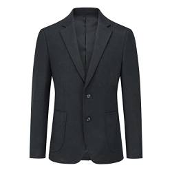 Allthemen Herren Blazer Sportlich Regular Fit Sakko 2 Knöpfe Freizeit Anzugjacke Streifen Anzug Lässig Schwarz 3XL von Allthemen