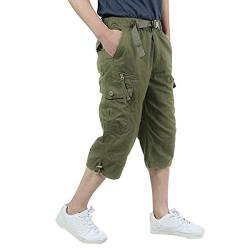 Allthemen Herren Cargo Shorts mit Gummiband 3/4 Bermuda Shorts Männer Cargo Hose Sommer Kurze Hose Armee 3XL von Allthemen