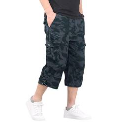 Allthemen Herren Cargo Shorts mit Gummiband 3/4 Bermuda Shorts Männer Cargo Hose Sommer Kurze Hose Camouflage 4XL von Allthemen