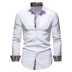 Allthemen Herren Hemd Langarm Slim Fit Freizeithemd Bügelleicht Business Hemden Langarmhemd für Männer Weiß M von Allthemen
