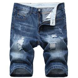 Allthemen Herren Jeans Shorts Destroyed Kurze Denim Hose Stretch Sommer Bermuda Short Blue 34 von Allthemen