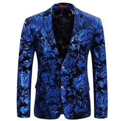 Allthemen Herren Pailletten Sakko Gold Glitzer Blazer Slim Fit Hochzeit Smoking Blue #73 XL von Allthemen