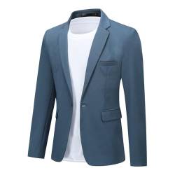 Allthemen Herren Sakko Baumwolle Stretch EIN Knopf Slim Fit Blazer Sportlich Freizeit Anzugjacke Leicht Jacke für Business Blau L von Allthemen