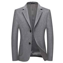 Allthemen Herren Sakko Slim Fit Wollmantel Winter Männer Blazer Warm Business Freizeit #2001 Grau S von Allthemen