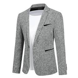 Allthemen Herren Sakko Sportlich Baumwolle Blazer Slim Fit Modern Jackett Jacke Casual Anzugjacke für Männer # Grau 3XL von Allthemen