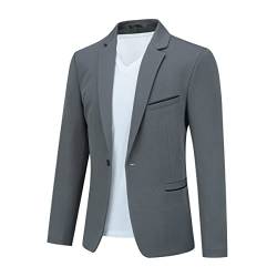 Allthemen Herren Sakko Sportlich Slim Fit Blazer Männer Modern Freizeit Jackett Business Anzugjacke Grau 3XL von Allthemen