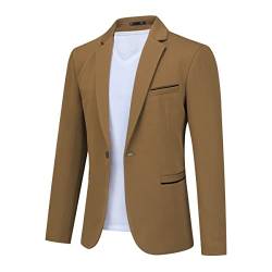 Allthemen Herren Sakko Sportlich Slim Fit Blazer Männer Modern Freizeit Jackett Business Anzugjacke Kaffee S von Allthemen