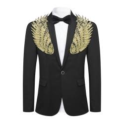 Allthemen Herren Sakko mit Pailletten Smokingjacke Glitzer Bunte Blazer für Party Abschlussball Gold XXL von Allthemen