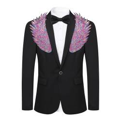 Allthemen Herren Sakko mit Pailletten Smokingjacke Glitzer Bunte Blazer für Party Abschlussball Mehrfarbig 3XL von Allthemen