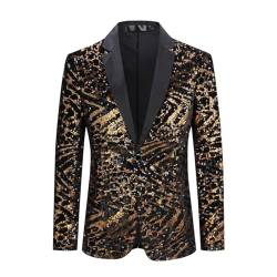 Allthemen Herren Smokingjacke mit Pailletten Glitzer Sakko Gold Blazer für Hochzeit Party #41 Gold L von Allthemen