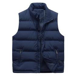 Allthemen Herren Steppweste mit Stehkragen Sportweste Leicht Winter Männer Vest Outdoor Übergangsjacke Blau XXL von Allthemen