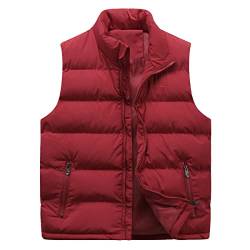 Allthemen Herren Steppweste mit Stehkragen Sportweste Leicht Winter Männer Vest Outdoor Übergangsjacke Rot S von Allthemen