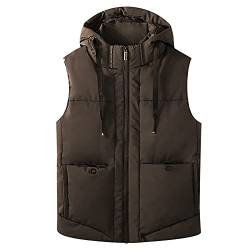 Allthemen Herren Steppweste mit Stehkragen Sportweste Leicht Winter Männer Vest Outdoor Übergangsjacke Rot XXL #01 Braun 3XL von Allthemen