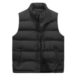 Allthemen Herren Steppweste mit Stehkragen Sportweste Leicht Winter Männer Vest Outdoor Übergangsjacke Schwarz L von Allthemen