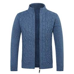 Allthemen Herren Strickjacke mit Reißverschluss Cardigan Grobstrick mit Stehkragen #67 Blau 3XL von Allthemen