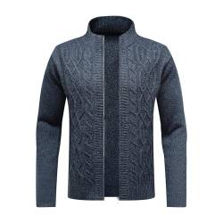 Allthemen Herren Strickjacke mit Reißverschluss Cardigan Grobstrick mit Stehkragen #67 Dunkelblau M von Allthemen