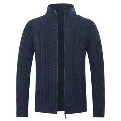 Allthemen Herren Strickjacke mit Reißverschluss Cardigan Grobstrick mit Stehkragen #79 Dunkelblau S von Allthemen