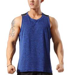 Allthemen Herren Tank Top Sport Sommer Tanktop Schnelltrocknendes Muskelshirt Achselshirts Ärmelloses Fitness Shirt #003 Blau XL von Allthemen