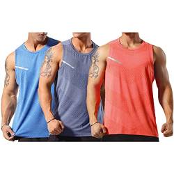 Allthemen Herren Tank Top Sport Sommer Tanktop Schnelltrocknendes Muskelshirt Achselshirts Ärmelloses Fitness Shirt 3er Pack M von Allthemen